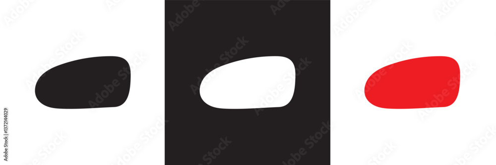 Aufkleber abstract organic rectangle shapes. uneven frame boxes. blob set. black, white and red fluid banner s