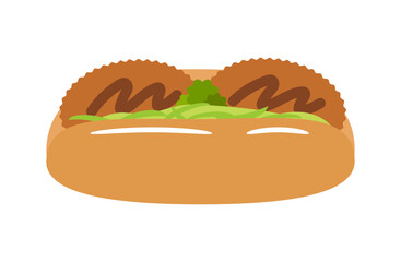シンプルなコロッケパンのイラスト