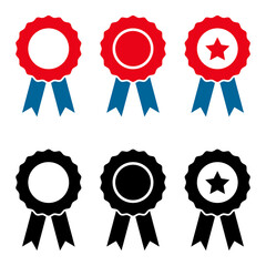 Set of Certification seal award icon, ribbon web stamp symbol, label vector illustration .