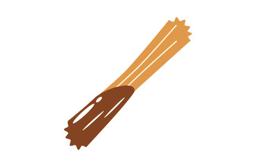 シンプルな棒状チョコレートがかかったチュロスのイラスト