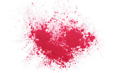 Acai powder flying, isolated on white background and texture