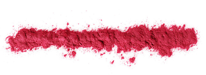 Acai powder line, isolated on white background and texture