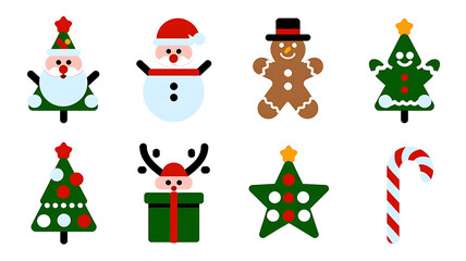 Cute Christmas icons in flat design style