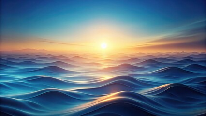 Gradient blue abstract wallpaper with wavy shapes and soft edges, resembling a misty ocean scene at sunset, soothing visuals, background texture