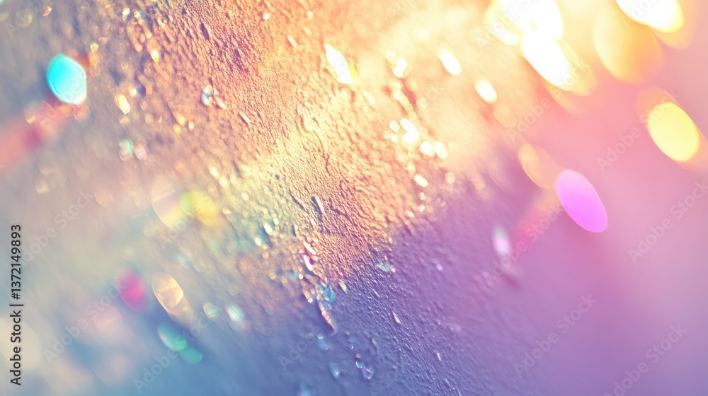 Aufkleber dreamy holographic rainbow light refraction texture overlay with abstract soft bokeh effect on a whi
