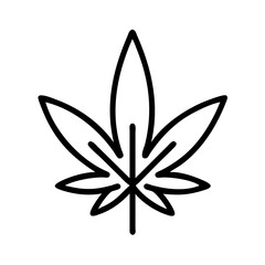 Cannabis leaf icon in black and white style on a plain background