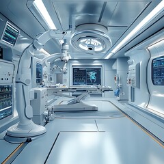 Obraz premium Innovative hospital room design featuring cutting edge healthcare technology image