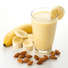 Banana Almond Smoothie in white background