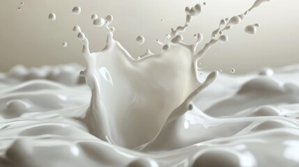 photorealistic image of a splash of milk. splash of white milk, cream with drops and splashes. illustration