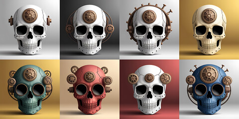 Obraz premium Steampunk skull graphic design collection