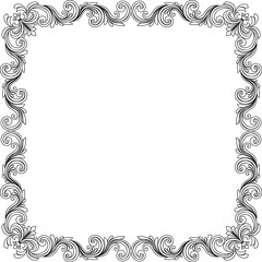 A filigree heraldic crest motif floral pattern border frame. Original design in a vintage style.