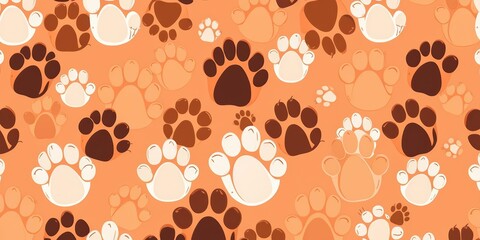 Fototapeta premium Seamless pattern of adorable cat paws and claws, perfect for pet-themed designs, paw print, hand drawn