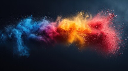 Colorful powder explosion on dark background, dynamic motion