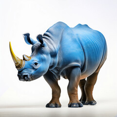 Fototapeta premium Generated imagerhino, coloré, décoratif, collection, bleu , vert, animal, mammifère, blanc, isolé, faune, klaxon, sauvage, nature, safari, grand, jardin zoologique, grand, dangereux, compromettre, co