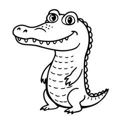 Fototapeta premium Cute Crocodile Line Art Illustration for Coloring Books and Kids' Crafts