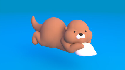 otters 3d design cute blue background