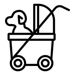 Pet Stroller Vector Line Icon Design