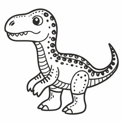 Fototapeta premium Cute Dinosaur Illustration Black and White Drawing for Kids