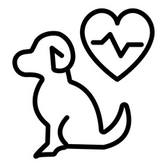 Dog Heart Rate Vector Line Icon Design