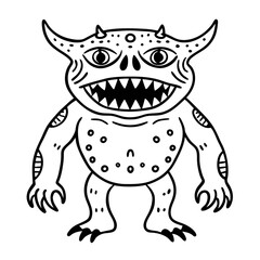 Fototapeta premium Illustration of Smiling Alien Monster with Spots and Horns