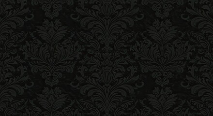 Intricate Damask Pattern: An elaborate dark damask pattern with swirls and floral motifs, creates an atmosphere of elegance and luxury.