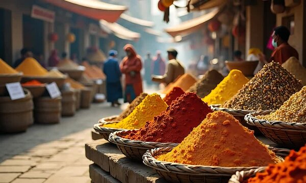 Vibrant Spices at Asian Market