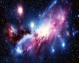 A vibrant colorful galaxy filled with many bright stars and dust