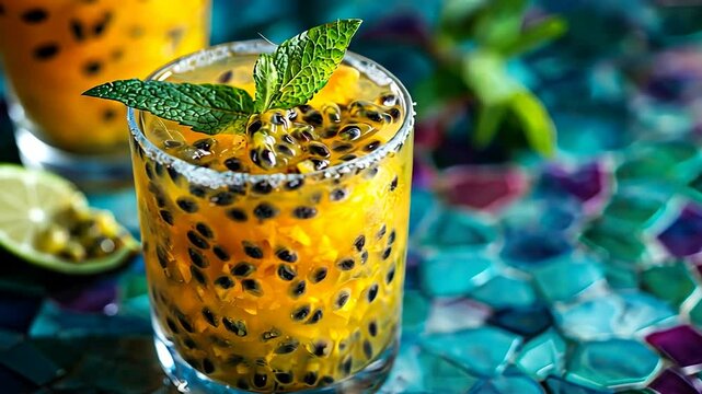 passionfruit caipirinha with fresh mint video