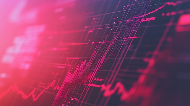 Abstract Digital Display Presenting Data Trend Analysis Visualization