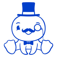 Sir Bird Top Hat Monocle Glasses Rich Gentleman Design Lover Art Vector Illustration Card T-Shirt Poster Sticker Graphic Print Decorative Drawing Isolated Logo Decoration Symbol Creative Cool Style
