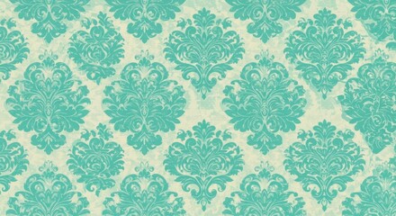 Turquoise and Ivory Damask with Mediterranean-Inspired Detailing