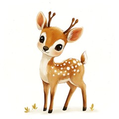 Fototapeta premium Adorable Baby Deer Illustration A Charming Image of a Spotted Fawn.