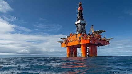 Obraz premium Offshore Oil Rig in Ocean Under Blue Sky