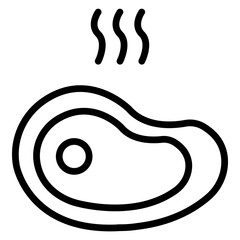 Pork Chop Vector Line Icon Design