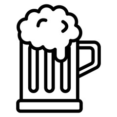 Beer Mug Vector Line Icon Design