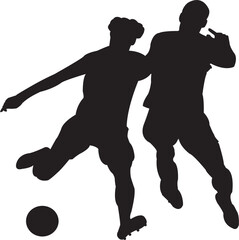Soccer players, group of footballers. Set of isolated vector silhouettes. Team sport