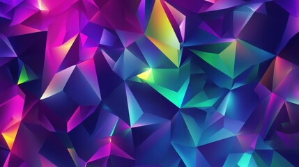 Fototapeta premium A vibrant and abstract polygonal design, showcasing a blend of purple, blue, and green in a dynamic geometric shape. illustration