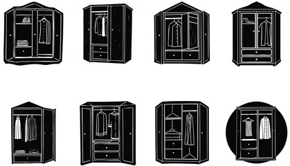 Closet Door Vector Shilhouette Bundle Set Collection