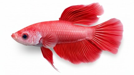 Fototapeta premium Striking red fish on pure white background, a captivating aquatic portrait vibrant