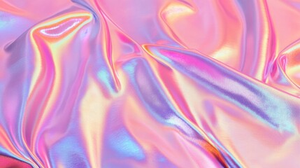 Fototapeta premium Seamless pink holographic fabric texture background, shiny, holographic, trendy, seamless, textile, pink, colorful, vibrant illustration