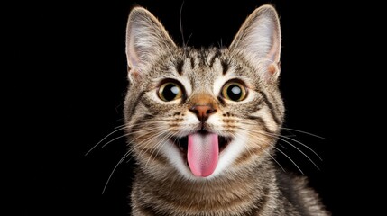 Obraz premium portrait of a cute tabby cat sticking out its tongue
