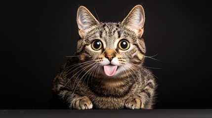 Obraz premium portrait of a cute tabby cat sticking out its tongue