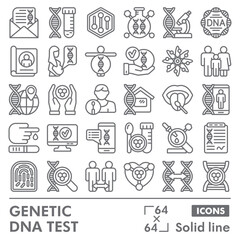 DNA research symbols collection or sketches. genetic dna test theme icons in line style signs for web and app. Vector graphics isolated on white background.