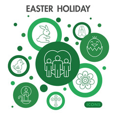 Easter holiday symbols collection or sketches. happy easter theme icons in line style signs for web and app. Vector graphics isolated on white background.