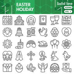 Easter holiday symbols collection or sketches. happy easter theme icons in line style signs for web and app. Vector graphics isolated on white background.