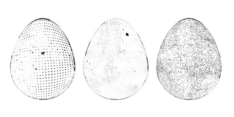 Easter egg texture collection.Distressed Oval Post Stamp . Geometrical decorated Easter egg. Sprayed, noised, speckled, textured, transparent oval  collection. Vector Illustration . Egg texture set.