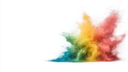 Fototapeta premium Colorful powder explosion on white background, a vibrant abstract spectacle vivid