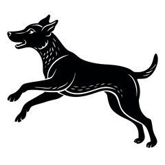 jumping dog black vector on white background.