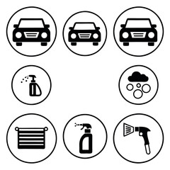 Silhouette 6-car wash icons set vector.