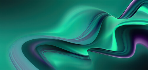 Abstract Waves of Green and Purple Flow in Fluid Motion